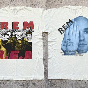 Vintage R.E.M. Band Tour T-Shirt, Rock Concert White Cotton Unisex 78